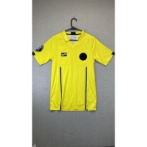 Official Sports Soccer Referee Shirt Mens Small Yellow V-Neck USSF Badge Pockets
